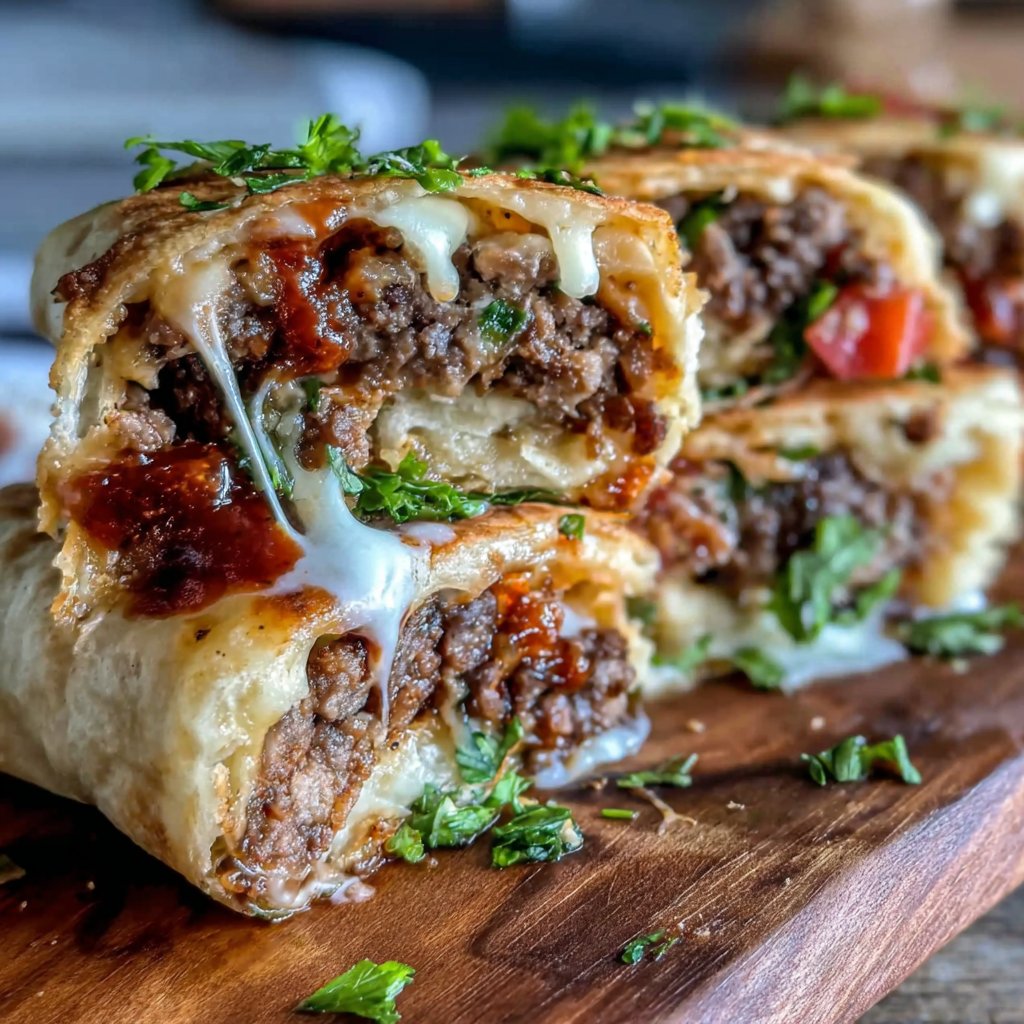 Stuffed BBQ Hamburger Wraps