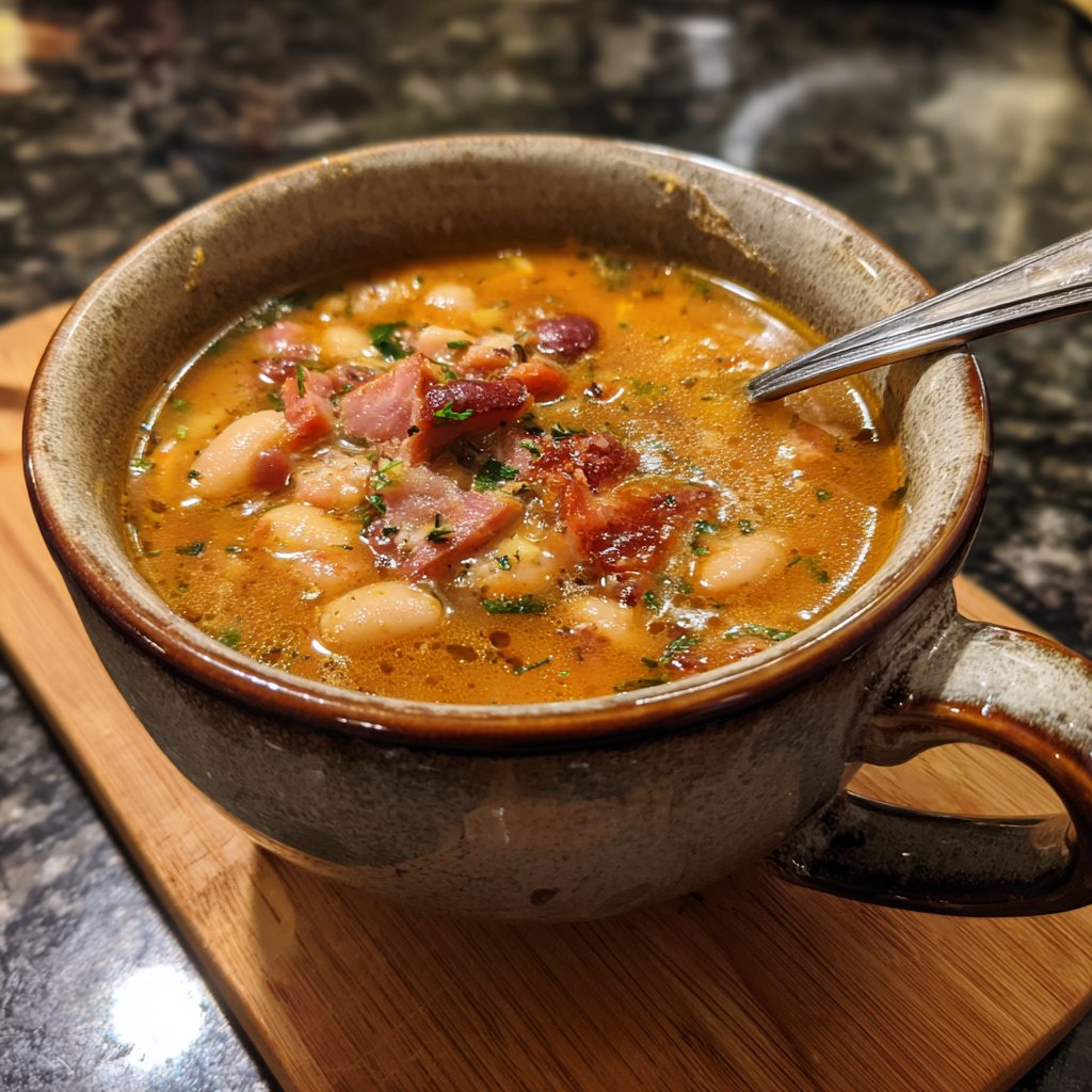 Slow Cooked Ham and Bean Soup